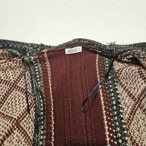 Open Front Long Knit Cardigan in Burgundy - Picture 13 of 15
